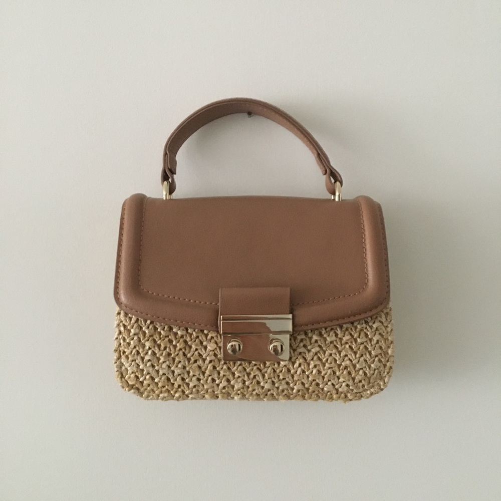 H&M Small Hand Bag Cream/Tan w Gold Buckle